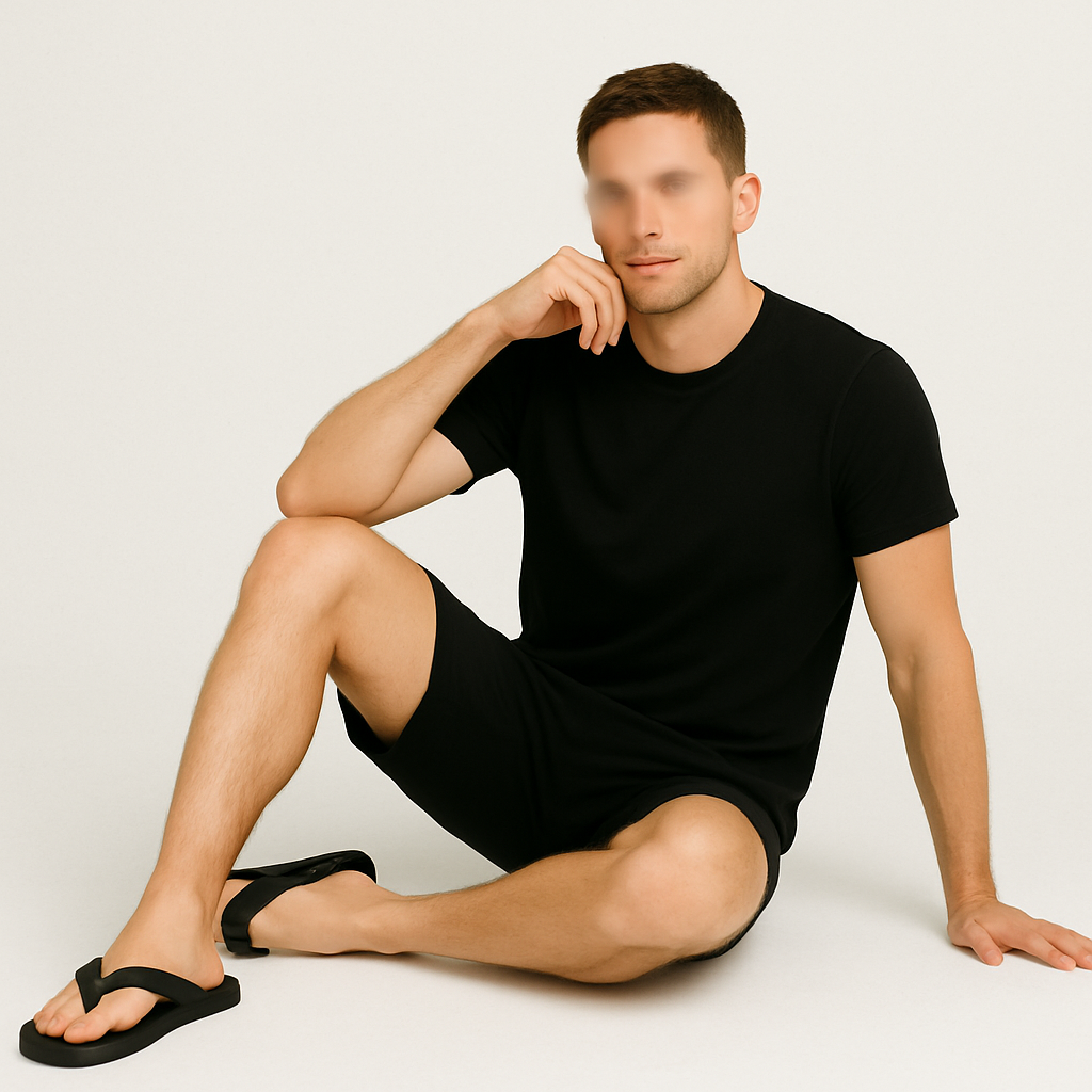 Essential Black Strap Slippers